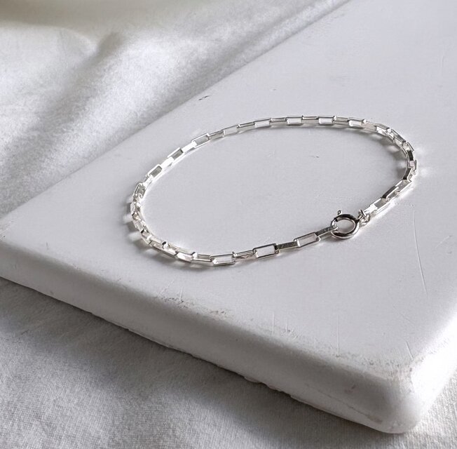 silver925 Clear box chain ブレスレット サイズオーダー | iichi 日々