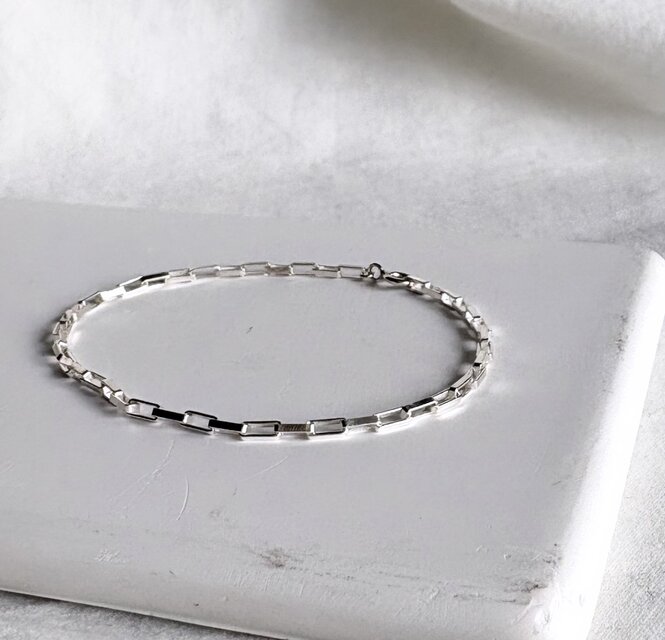silver925 Clear box chain ブレスレット サイズオーダー | iichi 日々