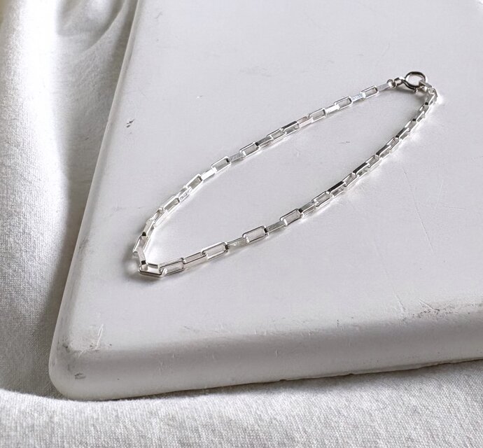 silver925 Clear box chain ブレスレット サイズオーダー | iichi 日々