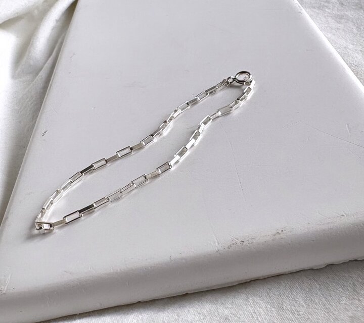 silver925 Clear box chain ブレスレット サイズオーダー | iichi 日々