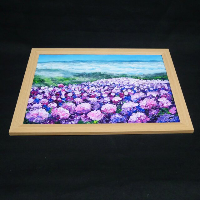 油絵 【天空のピンクと紫の紫陽花】 | iichi 日々の暮らしを心地よく