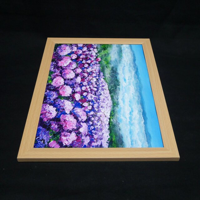 油絵 油彩 油彩画 絵 絵画【天空のピンクと紫の紫陽花】 油絵 【天空のピンクと紫の紫陽花】 | iichi 日々の暮らしを心地よく