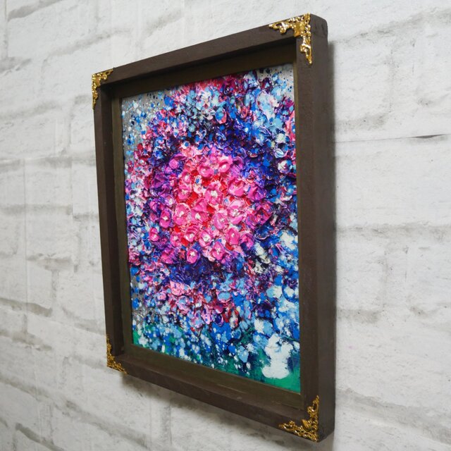 油絵 油彩 油彩画 絵 絵画【梅雨のピンクの雨】 油絵 【梅雨のピンクの雨】 | iichi 日々の暮らしを心地よくする