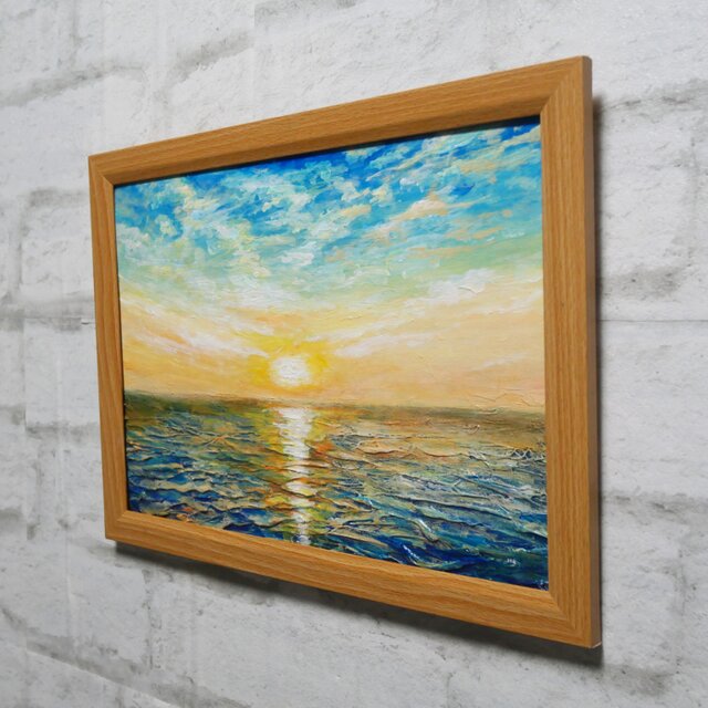 油絵【癒しの朝焼けの海】 | iichi 日々の暮らしを心地よくする
