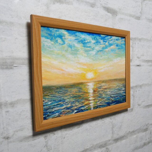 油絵【癒しの朝焼けの海】 | iichi 日々の暮らしを心地よくする