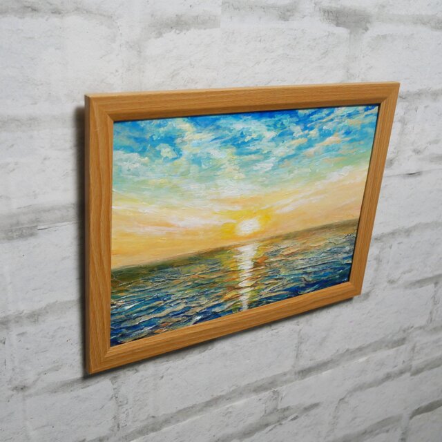 油絵【癒しの朝焼けの海】 | iichi 日々の暮らしを心地よくする