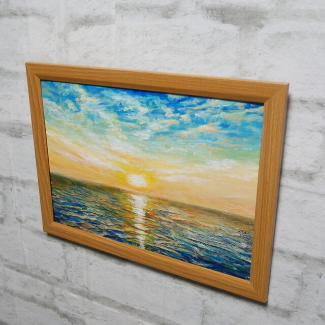 油絵【癒しの朝焼けの海】 | iichi 日々の暮らしを心地よくする
