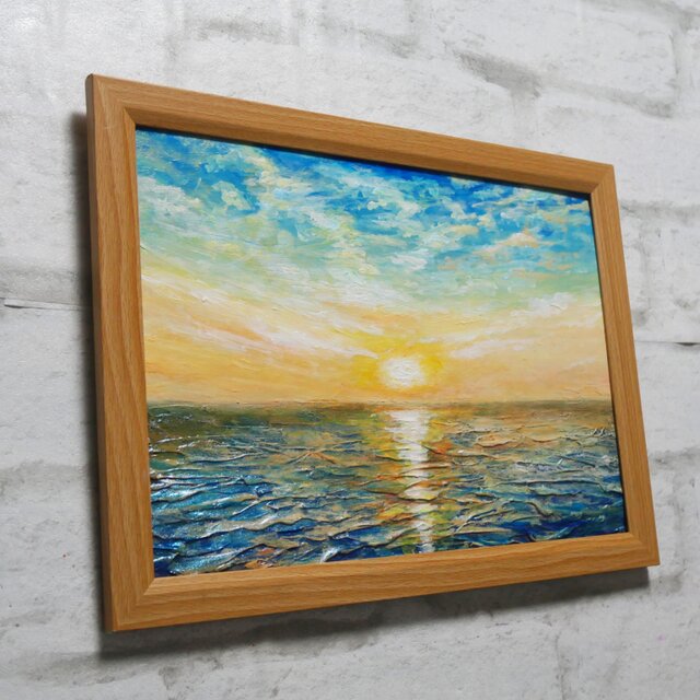 油絵【癒しの朝焼けの海】 | iichi 日々の暮らしを心地よくする