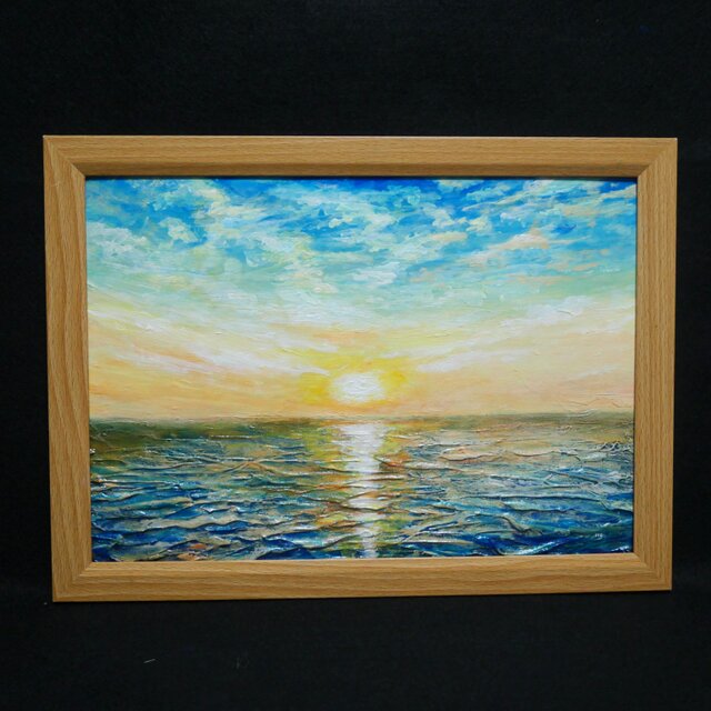 油絵【癒しの朝焼けの海】 | iichi 日々の暮らしを心地よくする