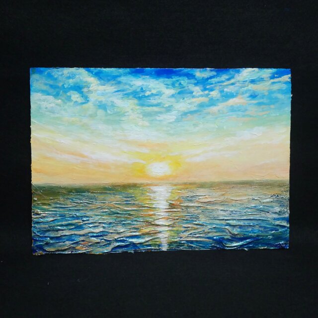 油絵【癒しの朝焼けの海】 | iichi 日々の暮らしを心地よくする