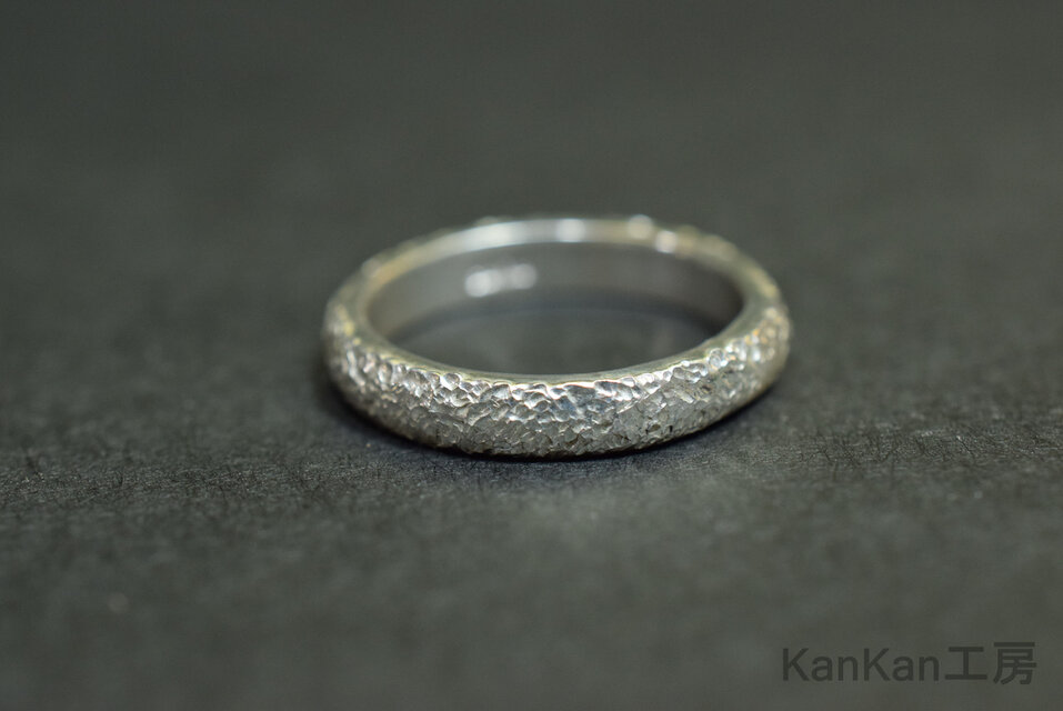 ゆるり　ざらざら槌目の甲丸リング ゆるり様専用 ざらざら槌目の甲丸リング