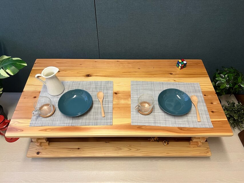 送料無料】 ローテーブル 和風 木組格子形 120cm 60cm 杉 ナチュラル