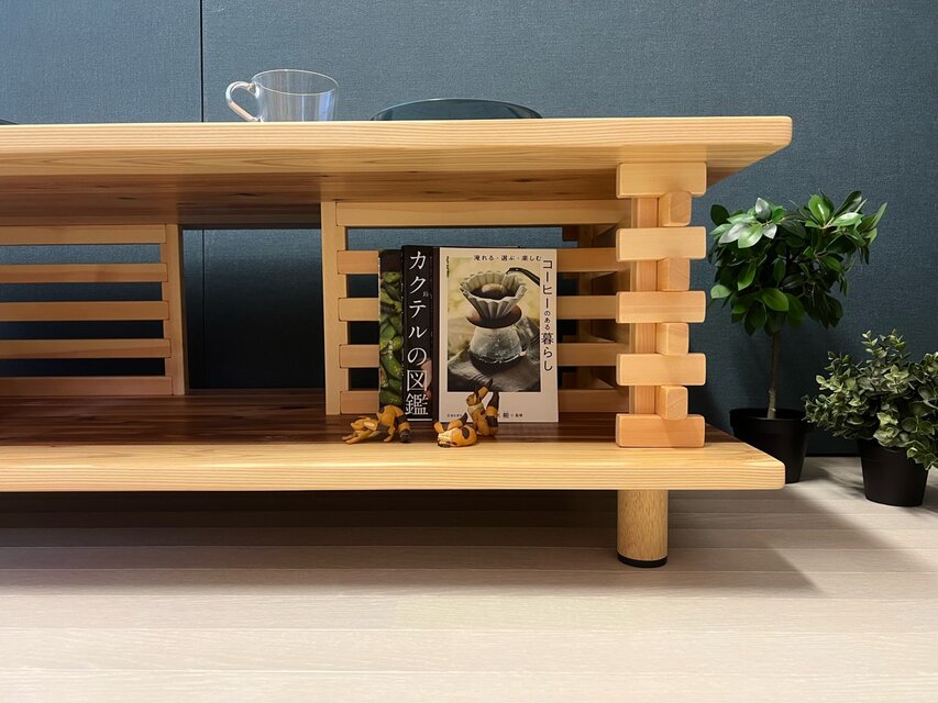 【送料無料】 ローテーブル 和風 木組縦格子 収納付き60cm 35cm 杉 送料無料】 ローテーブル 和風 木組格子形 120cm 60cm 杉 ナチュラル