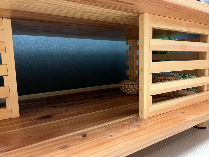 送料無料】 ローテーブル 和風 木組格子形 120cm 60cm 杉 ナチュラル