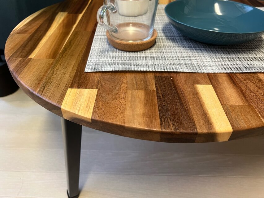 送料無料】 ローテーブル だるま形 90cm 60cm アカシア 折りたたみ脚