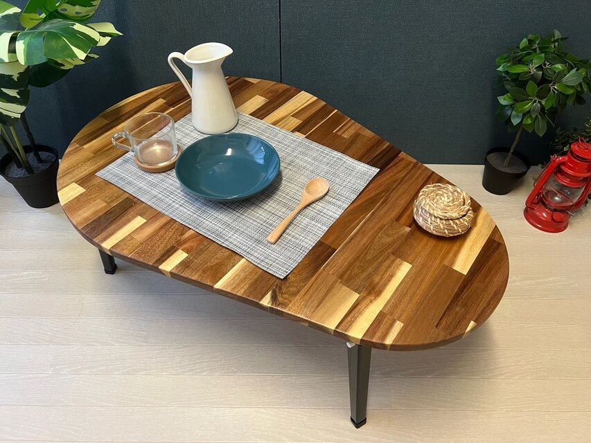 【送料無料】 ローテーブル 丸形 90cm アカシア 折りたたみ脚 改 送料無料】 ローテーブル 丸形 90cm 2分割 アカシア 折りたたみ脚