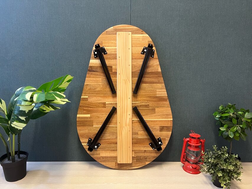 送料無料】 ローテーブル だるま形 90cm 60cm アカシア 折りたたみ脚