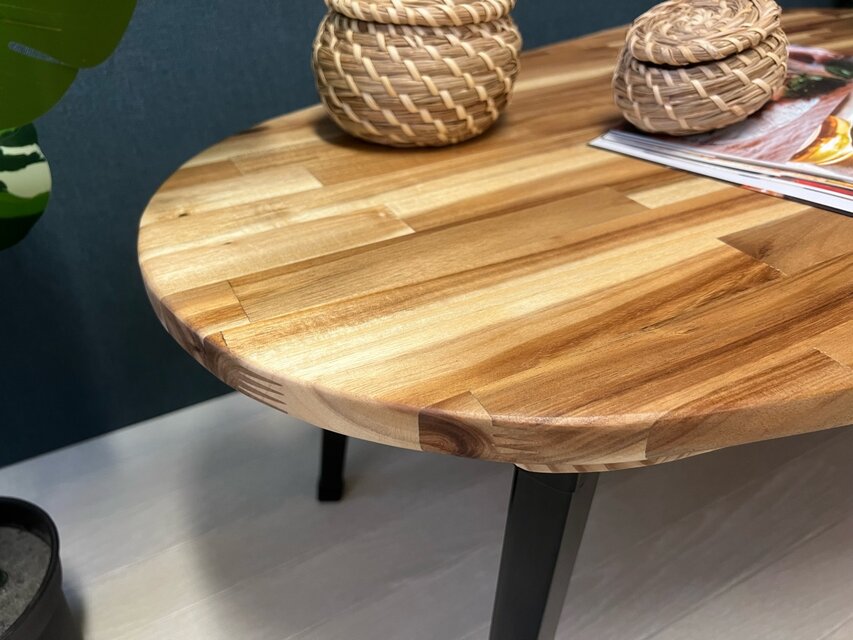 送料無料】 ローテーブル だるま形 90cm 60cm アカシア 折りたたみ脚