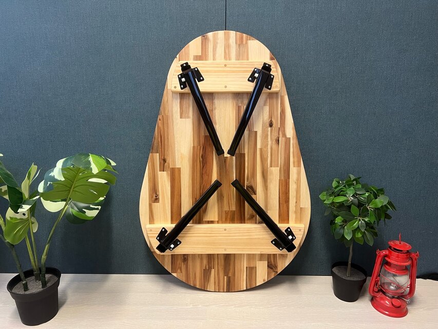 送料無料】 ローテーブル だるま形 90cm 60cm アカシア 折りたたみ脚