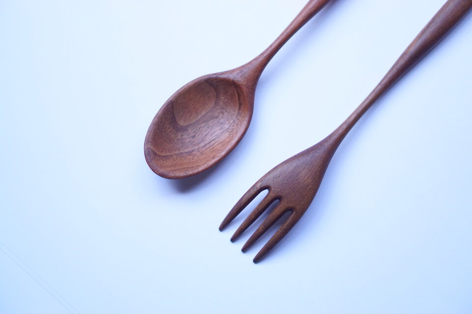 木のカレースプーン&フォーク大セット（ウォルナット） | iichi 日々の