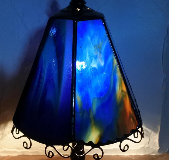 一点物 早い者勝ち! 「静夜 」ブルー ステンドグラスランプ