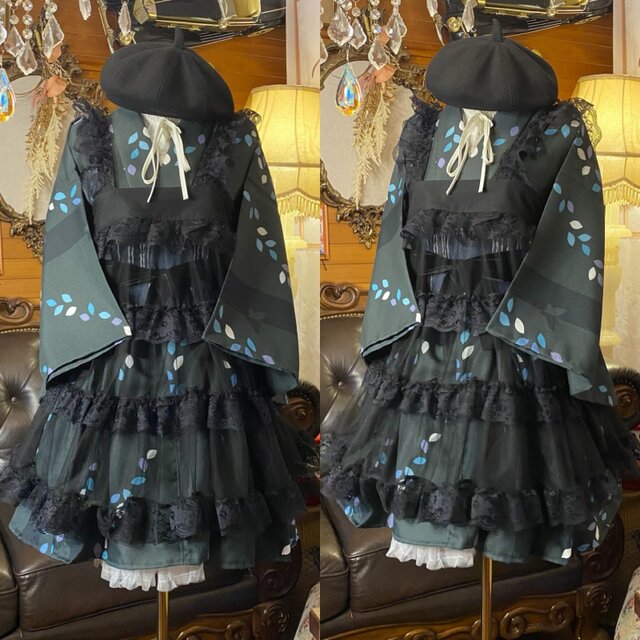 着物 ミニ丈 ワンピース ドレス 和ロリ 2部式作り帯 名古屋帯 リメイク