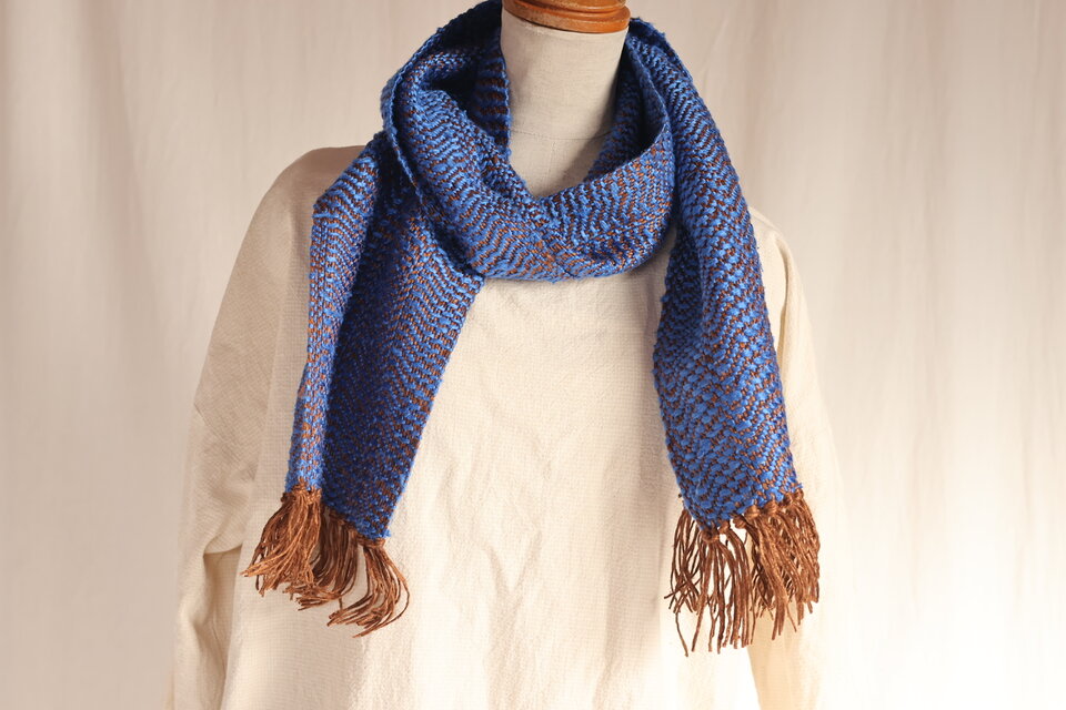 手織りきびそシルク ヘリボーン柄マフラー | iichi 日々の暮らしを