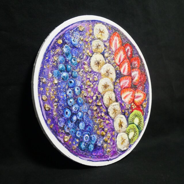 油絵 油彩 油彩画 絵 絵画 丸形キャンバス【アサイーボウル】 | iichi