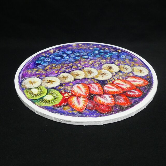 油絵 油彩 油彩画 絵 絵画 丸形キャンバス【アサイーボウル】 | iichi