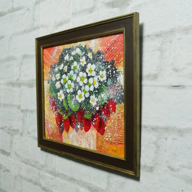 油絵【苺の花】 | iichi 日々の暮らしを心地よくするハンドメイドや