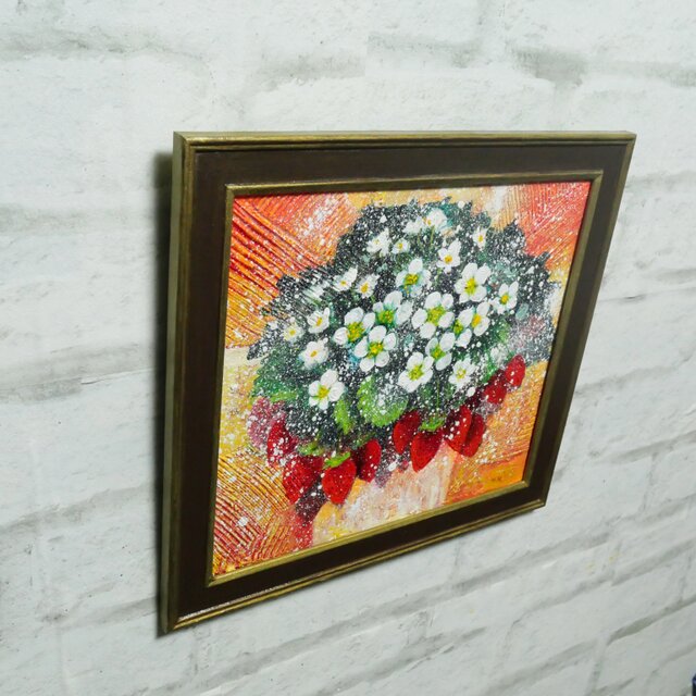油絵【苺の花】 | iichi 日々の暮らしを心地よくするハンドメイドや