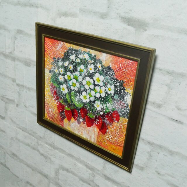 油絵【苺の花】 | iichi 日々の暮らしを心地よくするハンドメイドや