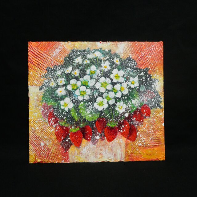 油絵【苺の花】 | iichi 日々の暮らしを心地よくするハンドメイドや