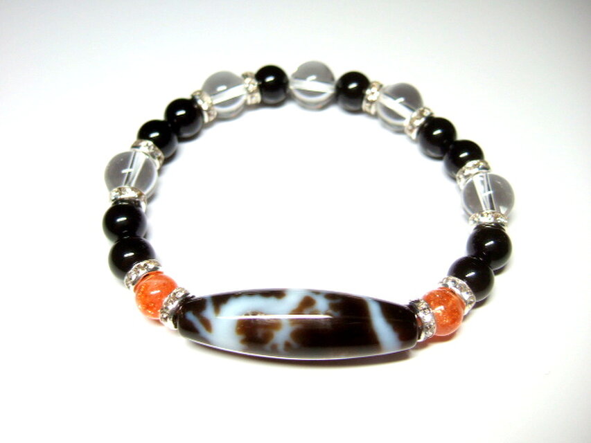 天珠   五爪龍神・黒水晶・ルチルクォーツ等ブレスレット 天珠 最強の組み合わせ！龍虎ブレスレット 皇帝龍天珠（龍神天珠） 四