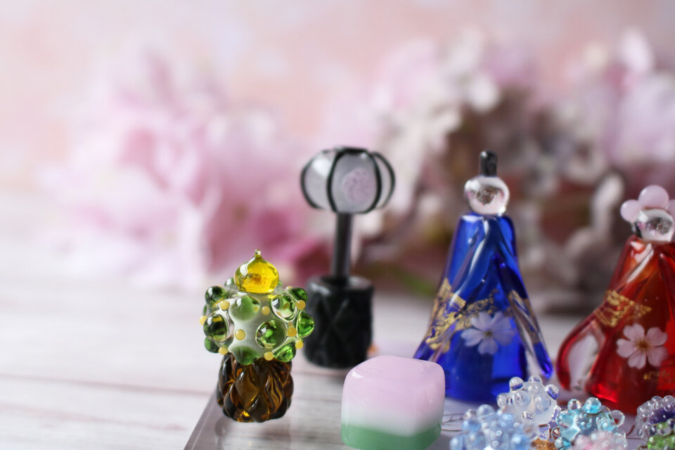 2026年ひな祭り⭐︎とんぼ玉ひな人形 ガラスのミニチュア雛人形