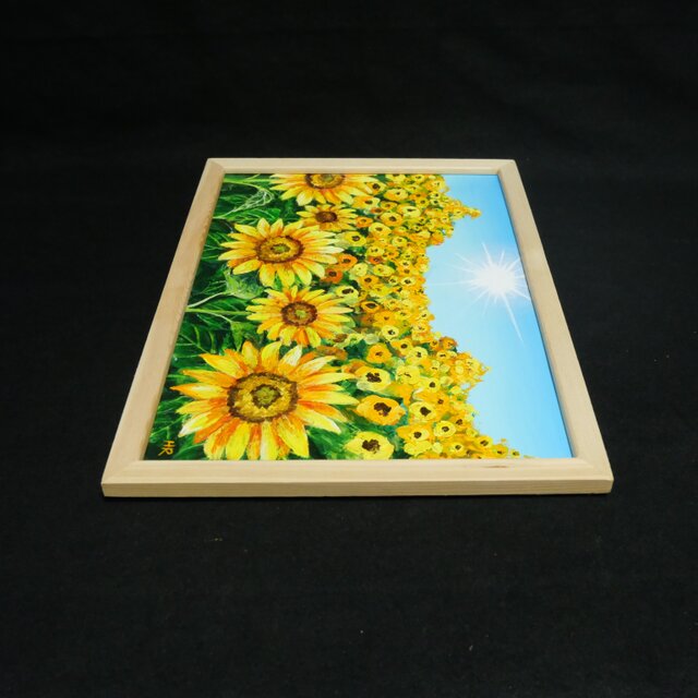 油絵 油彩 油彩画 絵 絵画 【太陽とひまわり畑】 | iichi 日々の暮らし