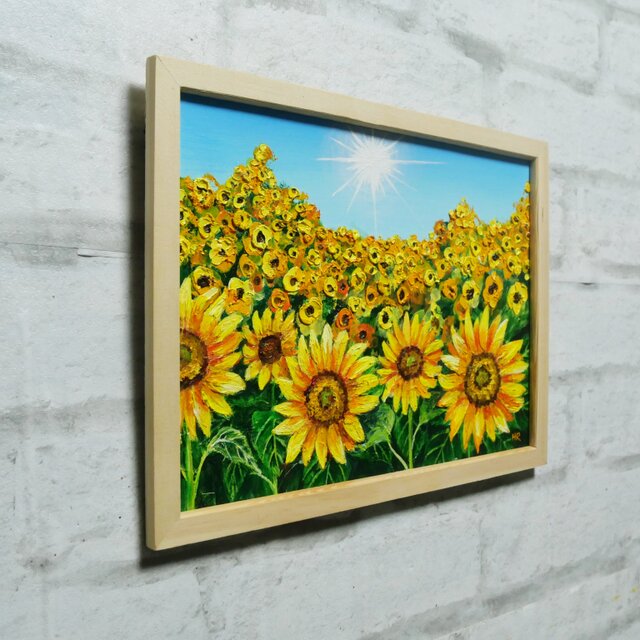 油絵 油彩 油彩画 絵 絵画 【太陽とひまわり畑】 油絵 油彩 油彩画 絵 絵画 【太陽とひまわり畑】 | iichi 日々の暮らし