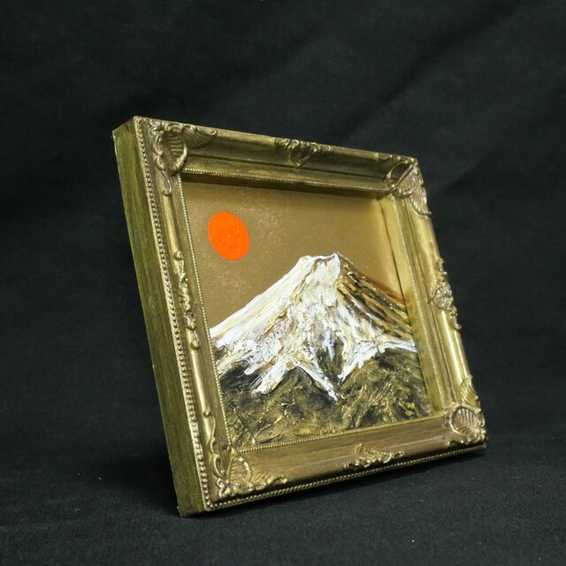 絵画　油絵　大町　中山高原　ミニ美 油絵 ミニ絵画【黄金富士山】 | iichi 日々の暮らしを心地よくする