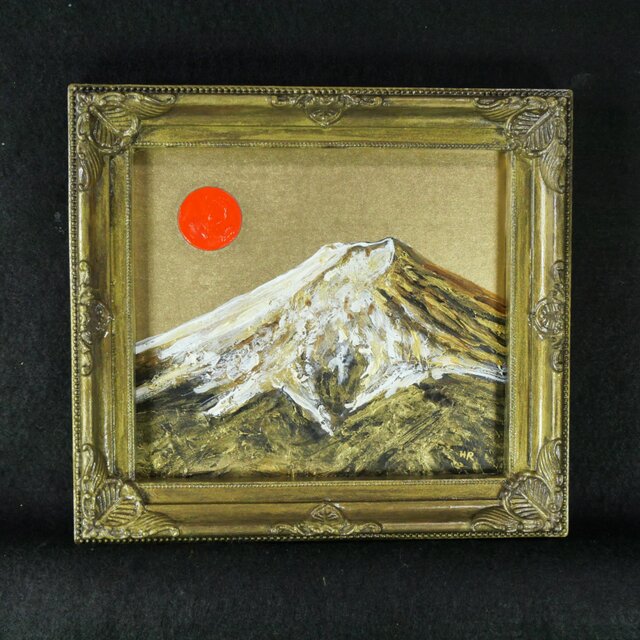 油絵 ミニ絵画【黄金富士山】 | iichi 日々の暮らしを心地よくする