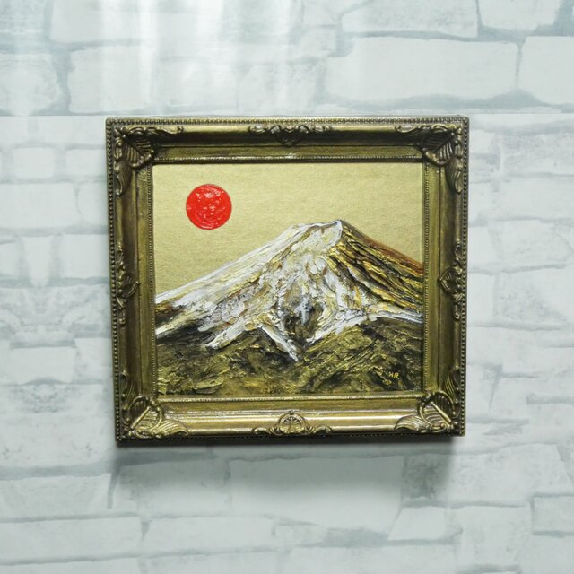 油絵 ミニ絵画【黄金富士山】 | iichi 日々の暮らしを心地よくする