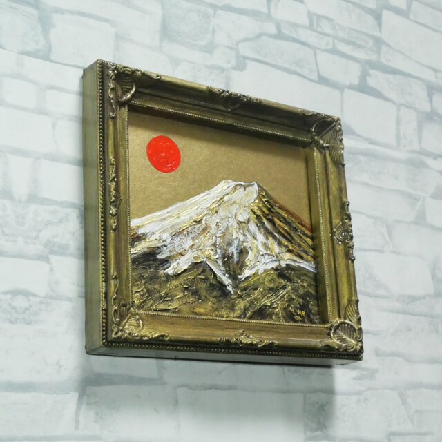 油絵 ミニ絵画【黄金富士山】 | iichi 日々の暮らしを心地よくする