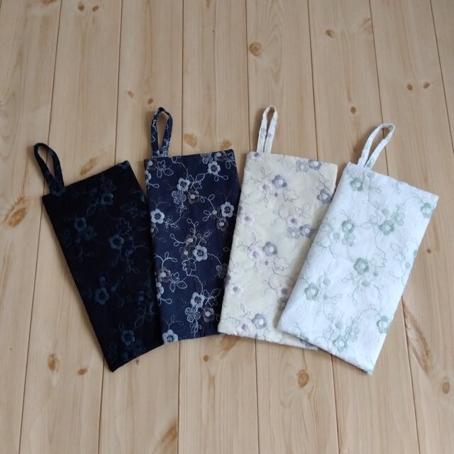 持ち手付き 華やか花柄刺繍 携帯ティッシュケース BOXティッシュから詰