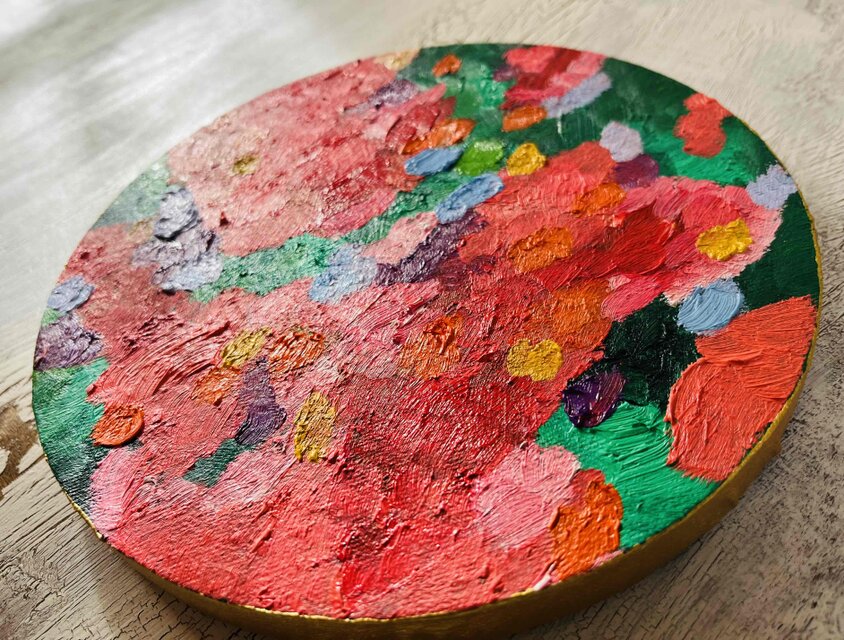 油彩 絵画 『Wild Flowers 2025』丸形 直径25cm 絵画 原画 円形 油彩