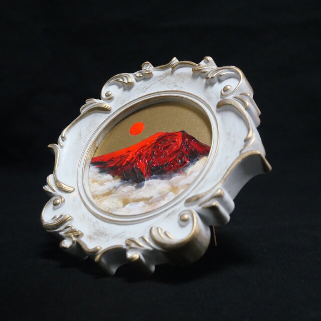 油絵 油彩 油彩画 絵 絵画 ミニ絵画　【赤い富士山】 楽天市場】板谷晃 「赤富士（鉄黒）」 油彩画 SM号ヨコ 額入り 吉祥