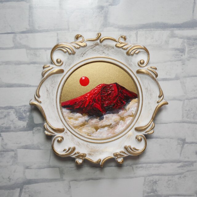 油絵 油彩 油彩画 絵 絵画 ミニ絵画　【赤い富士山】 楽天市場】西村拡人「赤富士」油絵・油彩画 F4 ( 4号 ) : 内田画廊