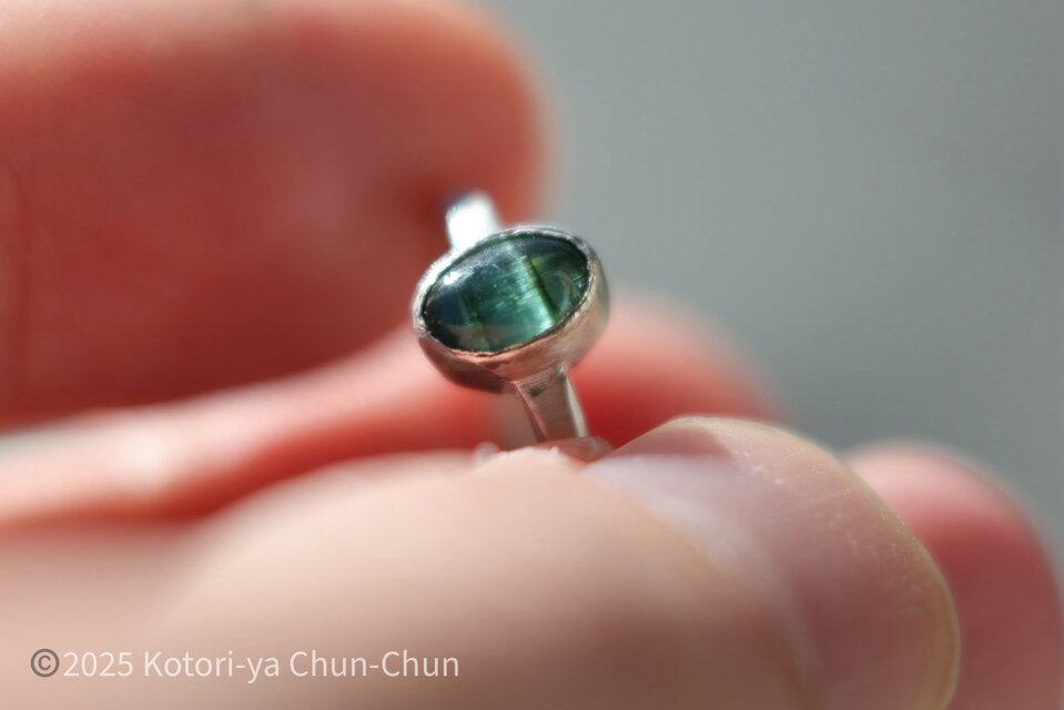 トルマリンキャッツアイのシルバーリング 年内最後の掘り出し物】超激レア バイカラートルマリンキャッツアイ