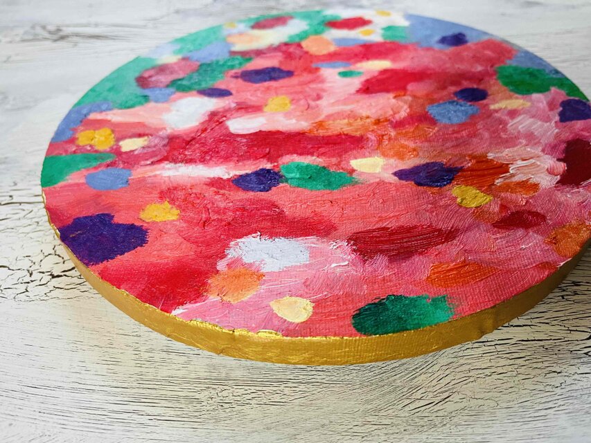 油絵 絵画 【Wild flowers】 油彩 絵画 『Wild Flowers 2025』｜丸形アートパネル 直径25cm