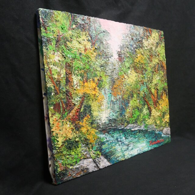 油絵【新緑の渓流】 | iichi 日々の暮らしを心地よくするハンドメイド