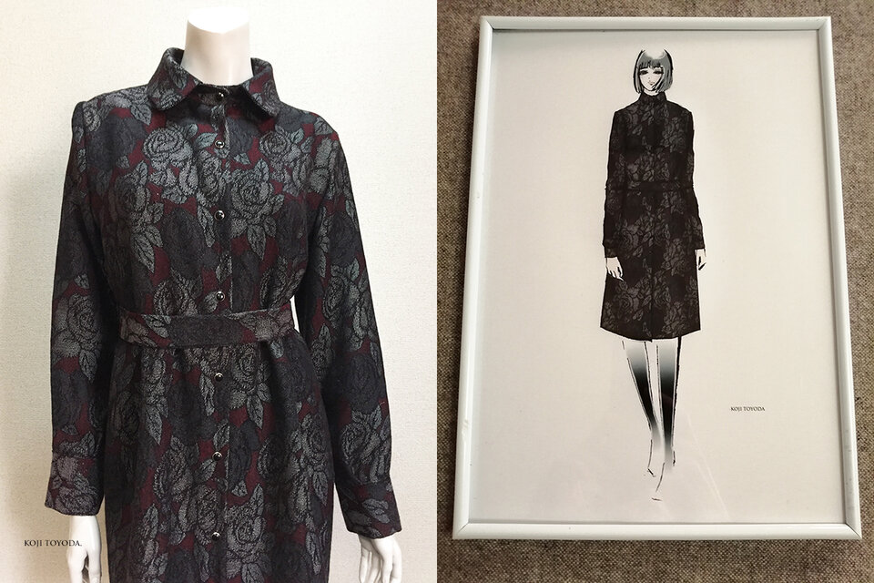 1点もの・デザイン画付き】高級シルクウールシャツ型ワンピース（KOJI  