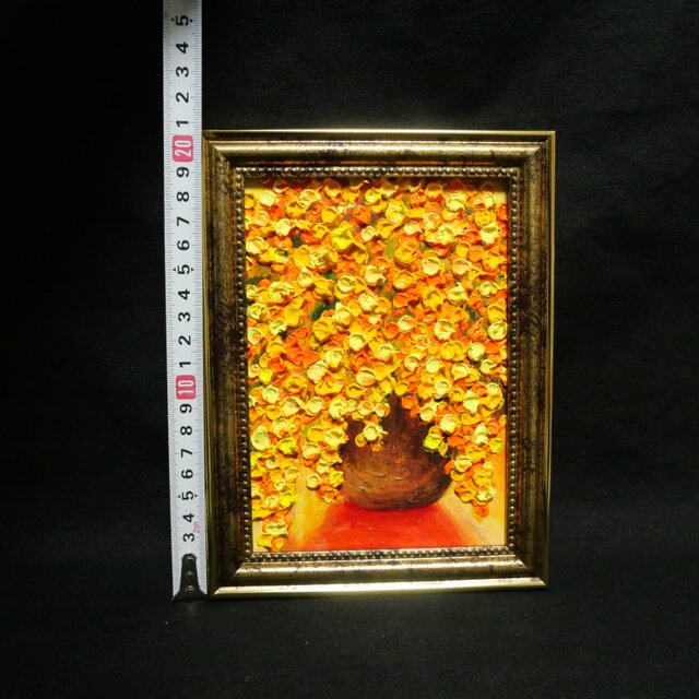 油絵 ミニ絵画 油彩画 【ミモザ】 絵画 原画 | iichi 日々の暮らしを